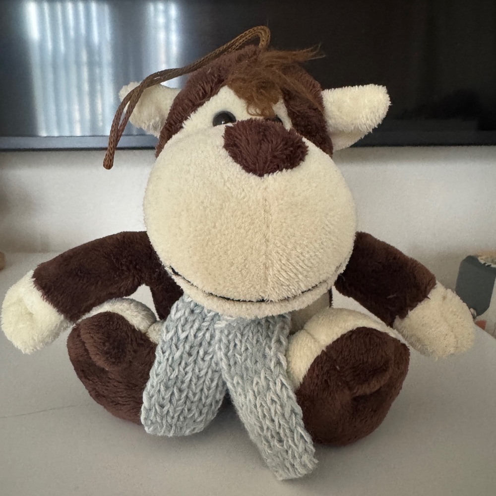 Brown and White Plush Monkey Toy